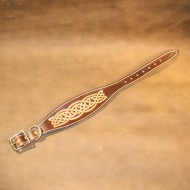 Greyhound or Large Lurcher Collar  Handmade in Dark Brown Leather with Celtic Design 